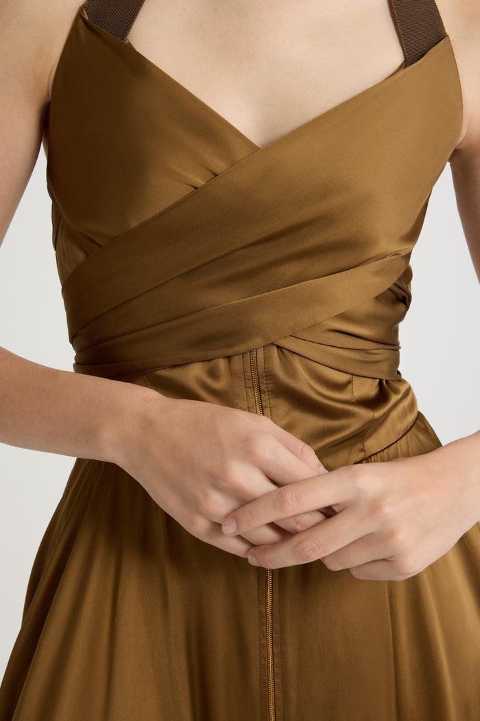 Jean Patou Robe Midi En Satin Tobacco