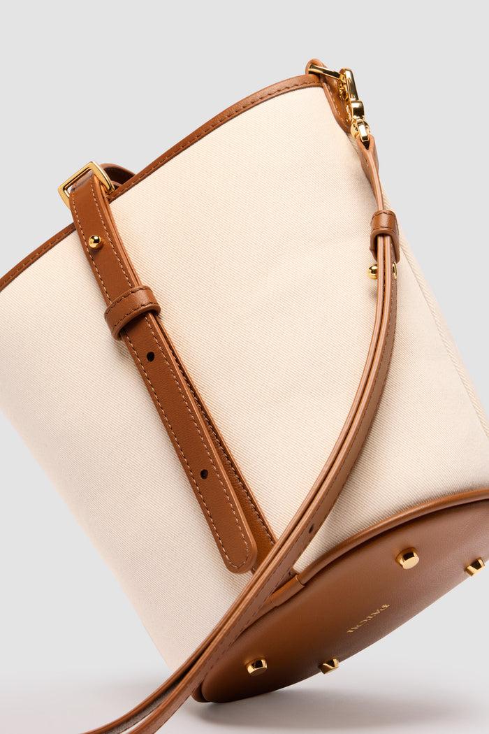 Jean Patou Sac Seau JP En Cuir Et Coton Caramel