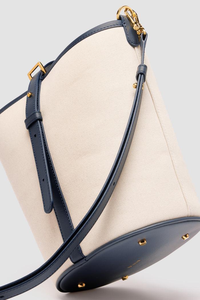 Jean Patou Sac Seau JP En Cuir Et Coton Navy Black