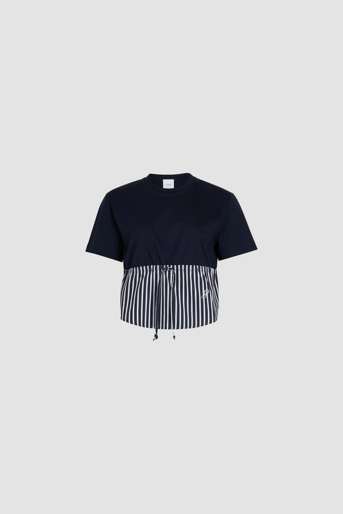 jean patou T-shirt hybride en coton bio Navy Black