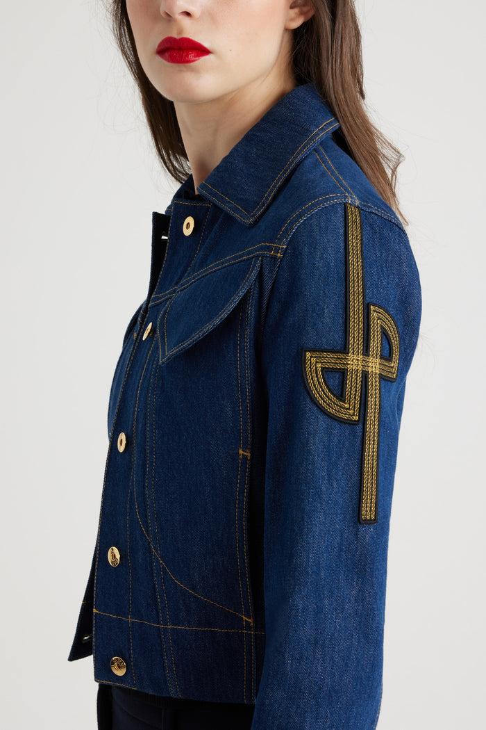 Jean Patou Veste En Denim à Logo Brodé RODEO BLUE