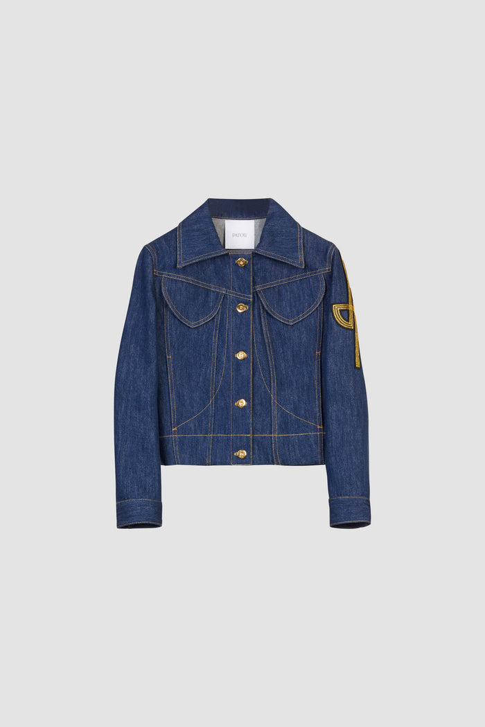 jean patou Veste en denim à logo brodé RODEO BLUE