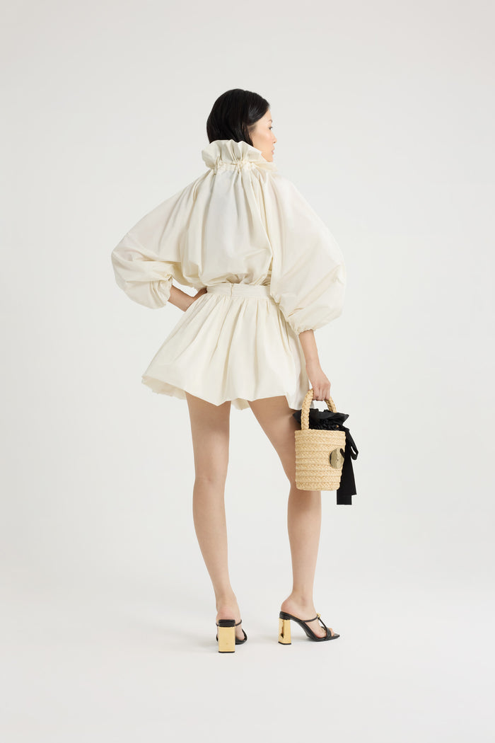 Jean Patou Jupe Boule Courte En Faille Recyclée Ivory