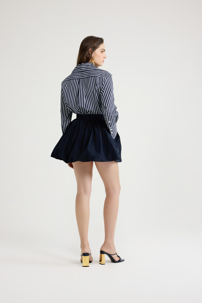 Jean Patou Jupe Boule Courte En Faille Recyclée Navy Black