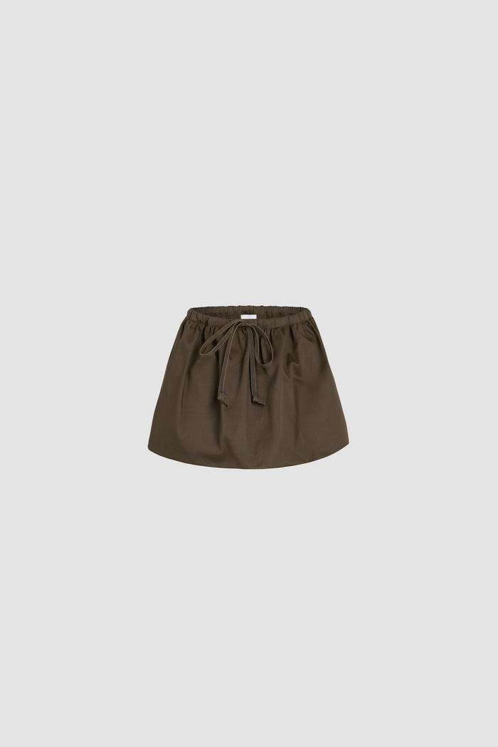 jean patou Jupe courte bouffante en gabardine de coton bio Java Brown