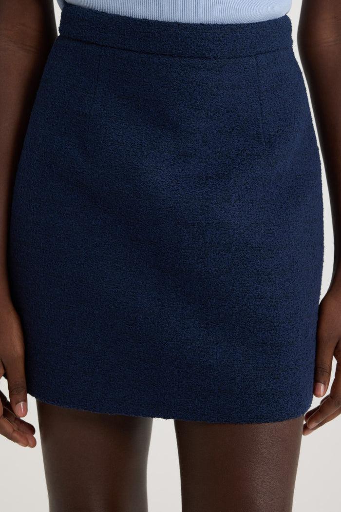 Jean Patou Jupe Courte En Tweed De Coton Bio Navy Black