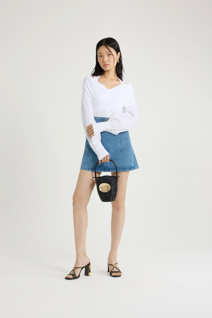 Jean Patou Jupe Courte évasée En Denim De Coton Heritage Blue Wash