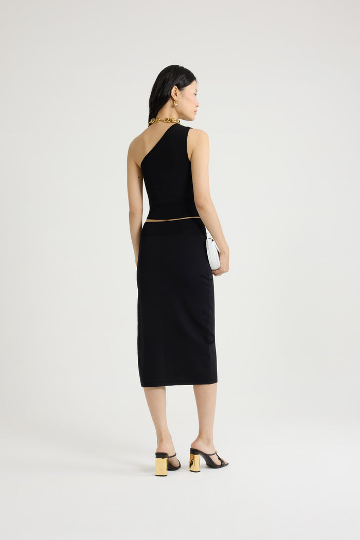 Jean Patou Jupe Crayon Midi En Crêpe Technique Black