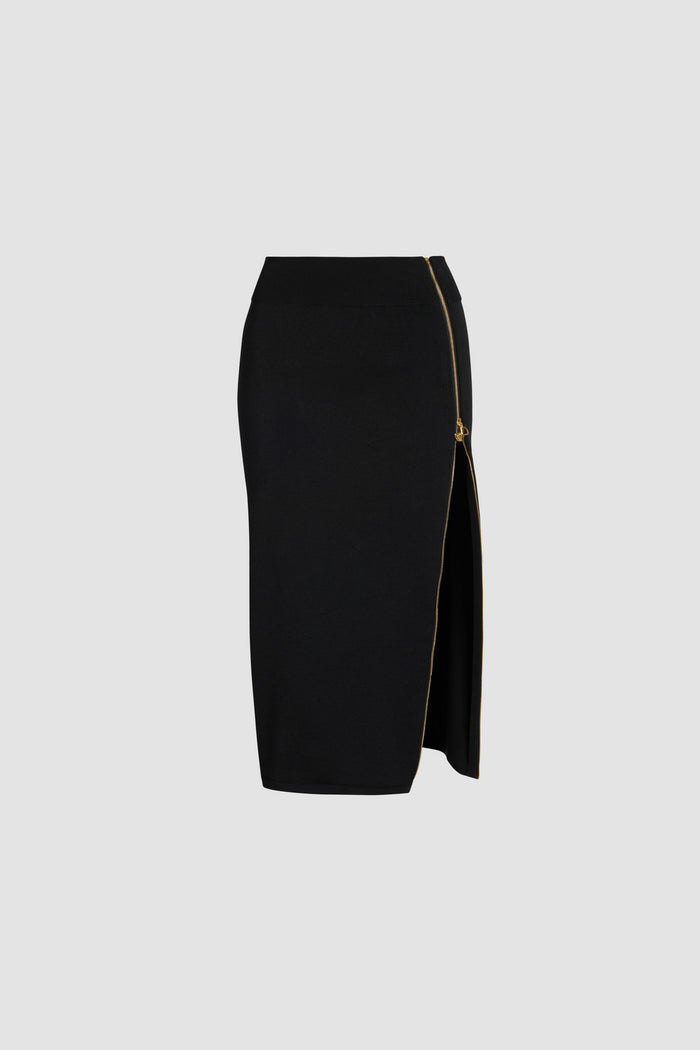 jean patou Jupe crayon midi en crêpe technique Black