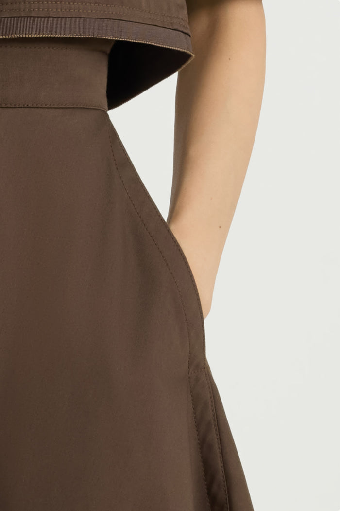 Jean Patou Jupe Longue évasée En Gabardine De Coton Bio Java Brown