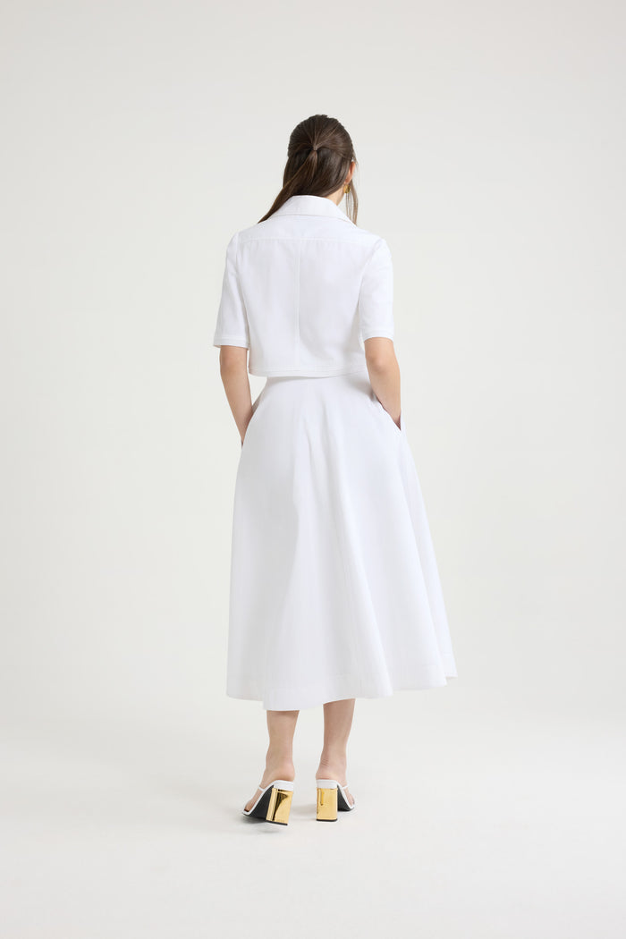 Jean Patou Jupe Longue évasée En Gabardine De Coton Bio White