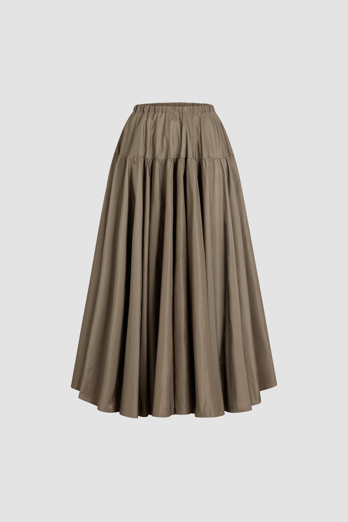 jean patou Jupe longue volumineuse en faille recyclée Mocha