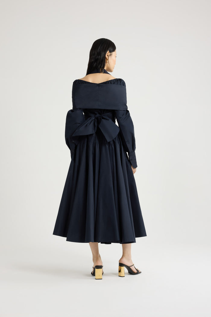 Jean Patou Jupe Longue Volumineuse En Faille Recyclée Navy Black