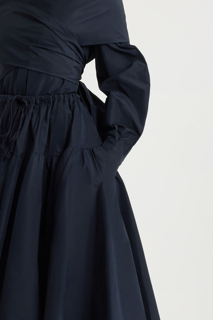 Jean Patou Jupe Longue Volumineuse En Faille Recyclée Navy Black