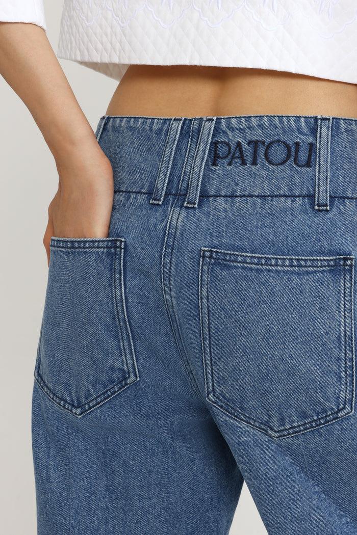 Jean Patou Pantalon à Ceinture Large En Denim De Coton Heritage Blue Wash