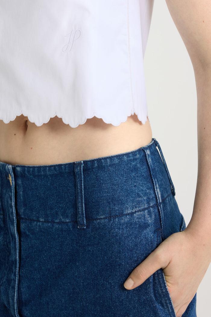 Jean Patou Pantalon à Ceinture Large En Denim De Coton Ink Blue