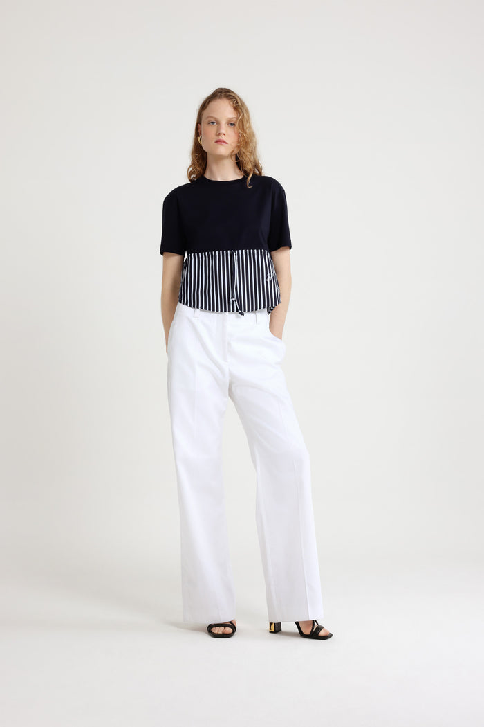 Jean Patou Pantalon à Ceinture Large En Gabardine De Coton Bio White
