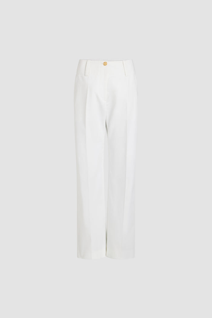 jean patou Pantalon à ceinture large en gabardine de coton bio White