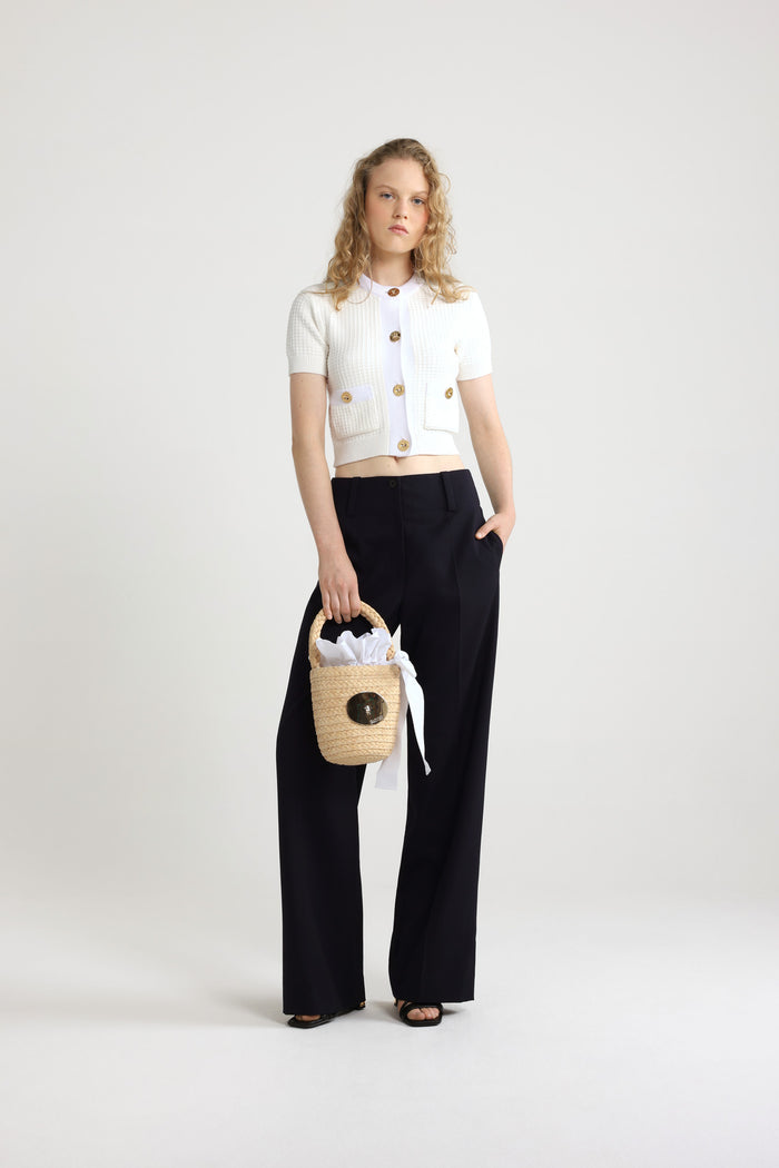 Jean Patou Pantalon à Jambe Droite En Sergé De Laine Technique éco-responsable Navy Black