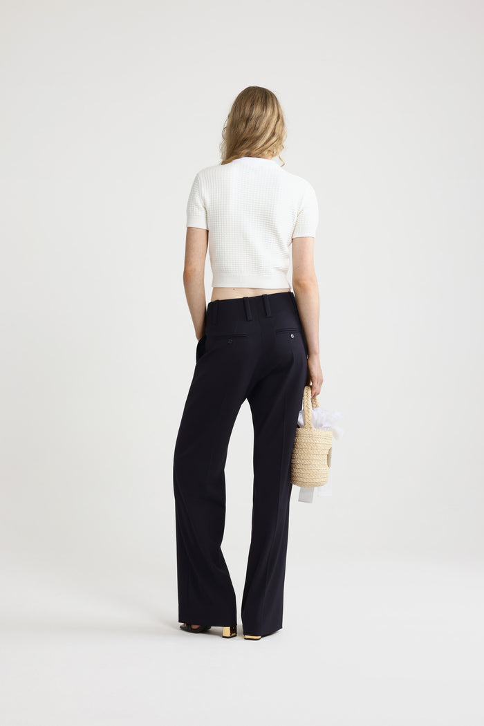 Jean Patou Pantalon à Jambe Droite En Sergé De Laine Technique éco-responsable Navy Black