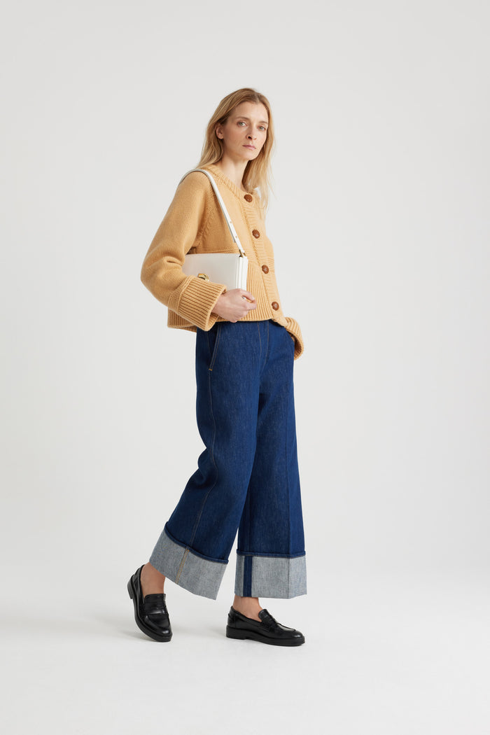 Jean Patou Pantalon En Denim Bio à Revers RODEO BLUE