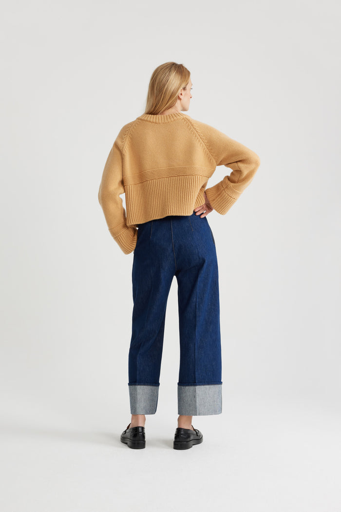 Jean Patou Pantalon En Denim Bio à Revers RODEO BLUE