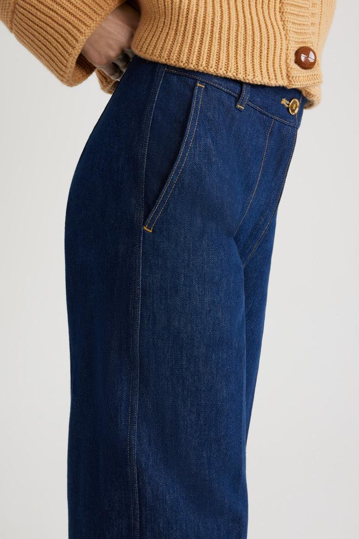 Jean Patou Pantalon En Denim Bio à Revers RODEO BLUE
