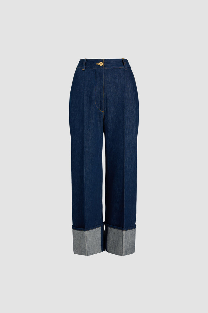 jean patou Pantalon en denim bio à revers RODEO BLUE