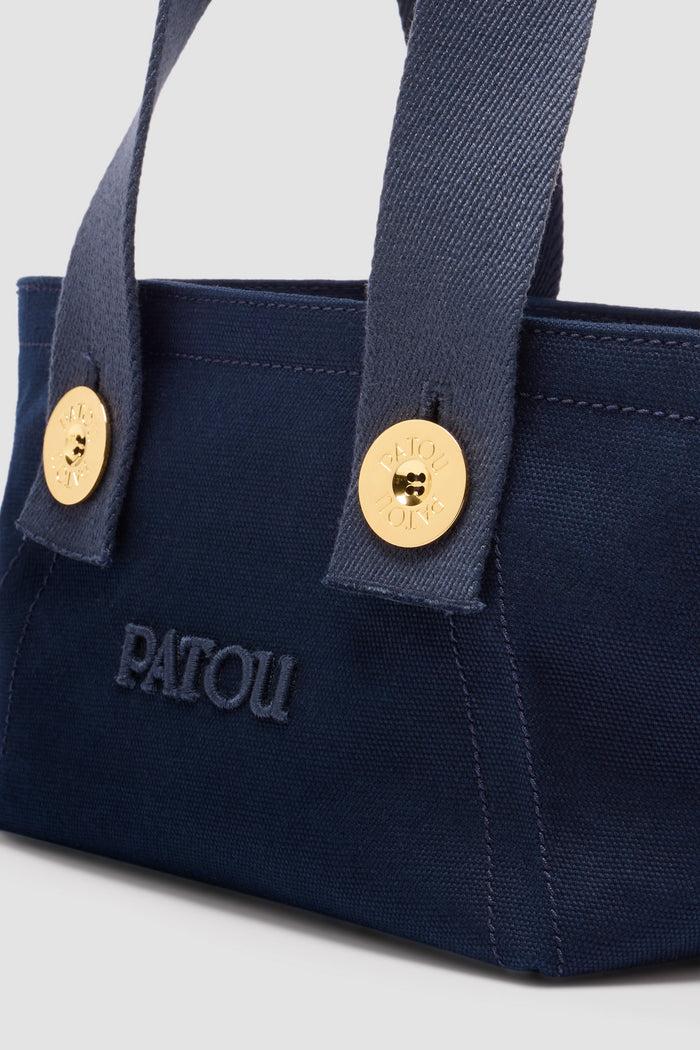 Jean Patou Petit Cabas Trapèze à Logo Patou En Coton Navy Black