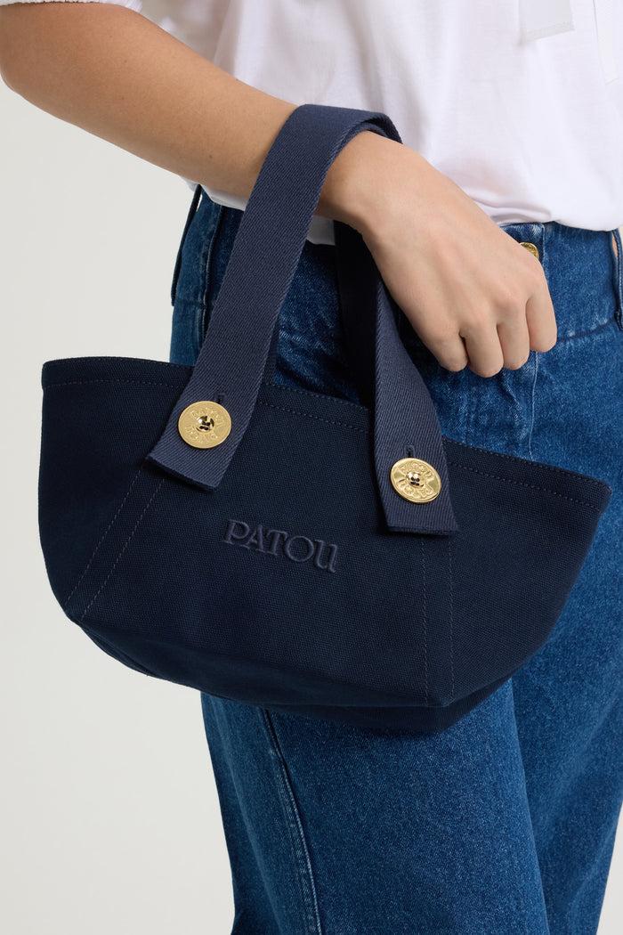 Jean Patou Petit Cabas Trapèze à Logo Patou En Coton Navy Black