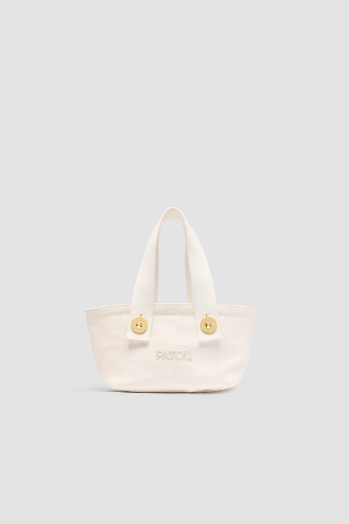 jean patou Petit cabas trapèze à logo Patou en coton White