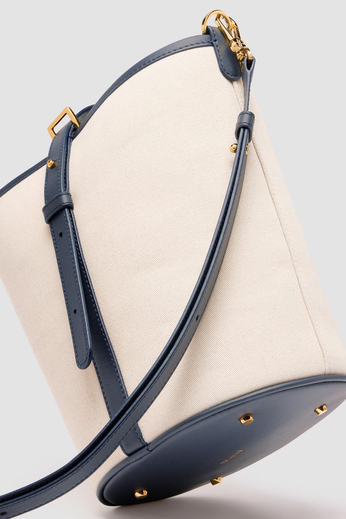 Jean Patou Petit Sac Seau JP En Cuir Et Coton Navy Black