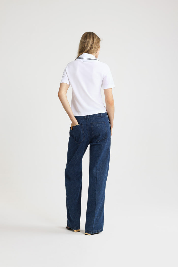 Jean Patou Polo à Monogramme JP Brodé En Coton Bio Piqué White