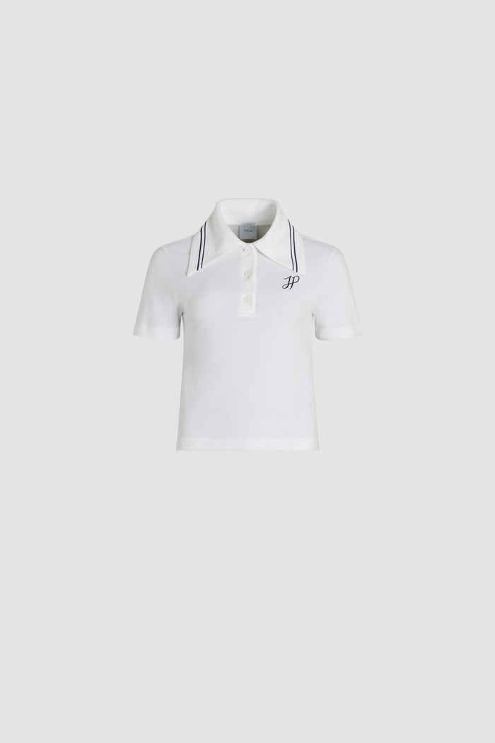 jean patou Polo à monogramme JP brodé en coton bio piqué White