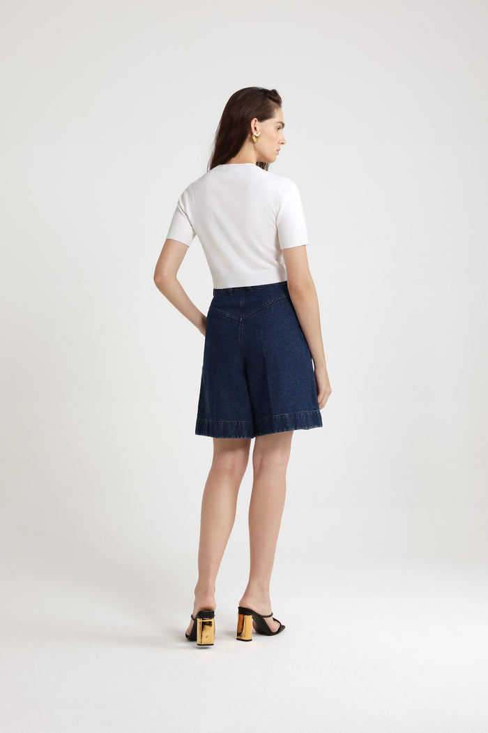 Jean Patou Pull Court à Logo Patou En Laine Mérinos Mélangée White