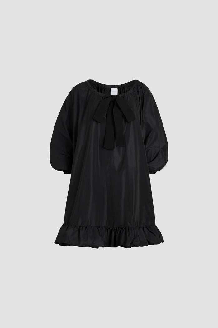 jean patou Robe à ourlet volanté en faille recyclée Black