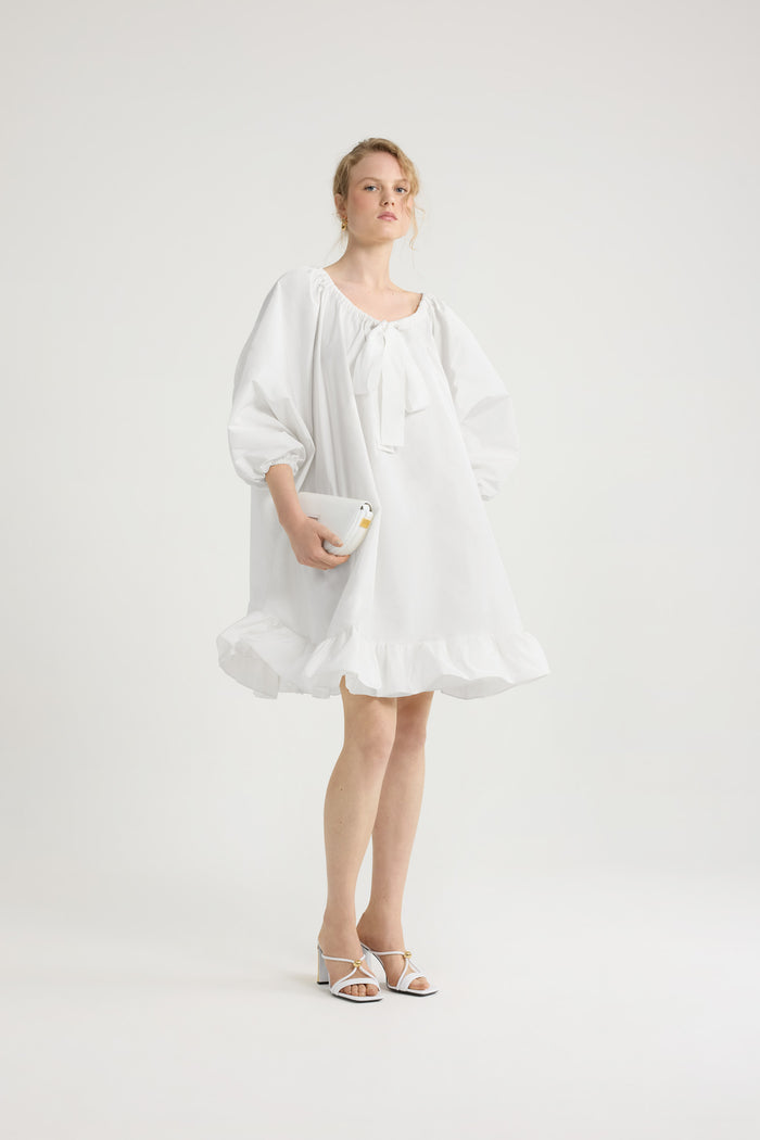 Jean Patou Robe à Ourlet Volanté En Faille Recyclée White
