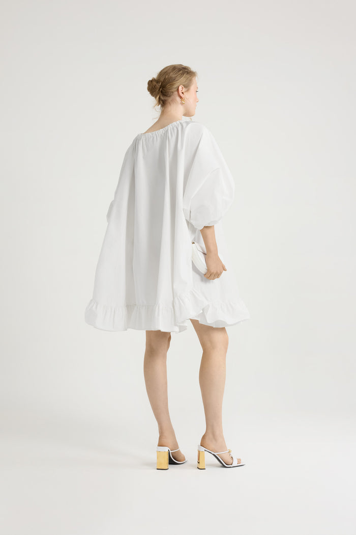 Jean Patou Robe à Ourlet Volanté En Faille Recyclée White