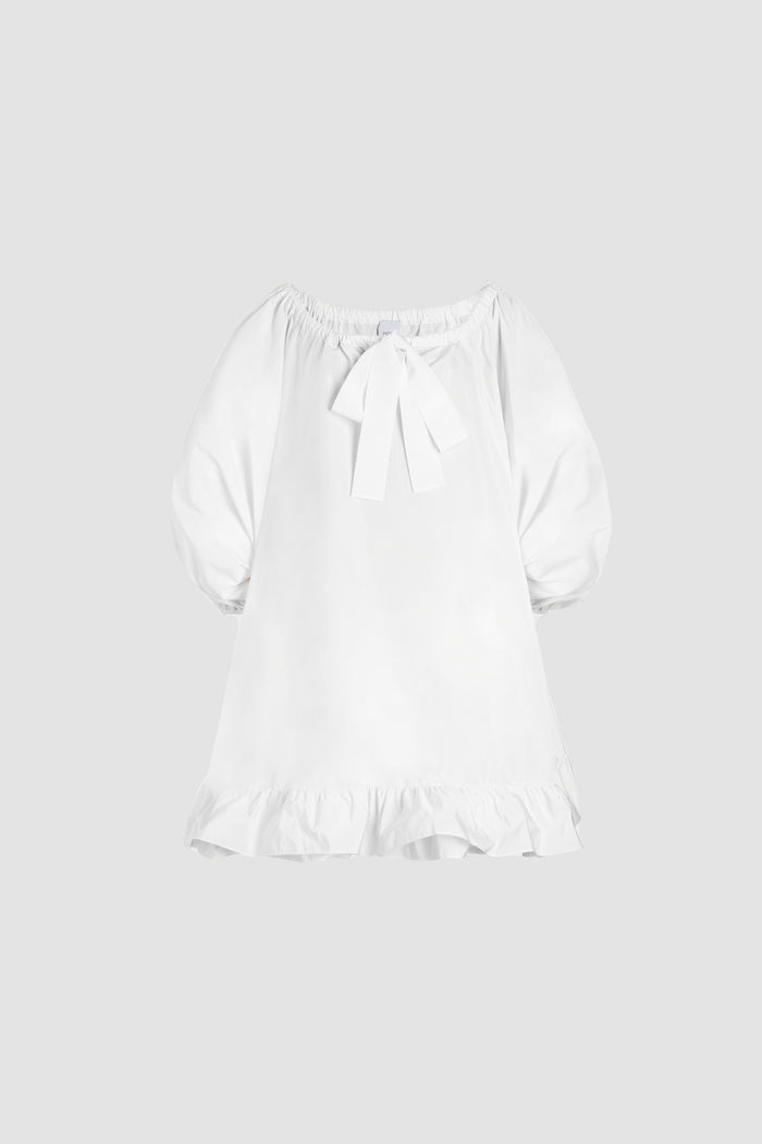 jean patou Robe à ourlet volanté en faille recyclée White