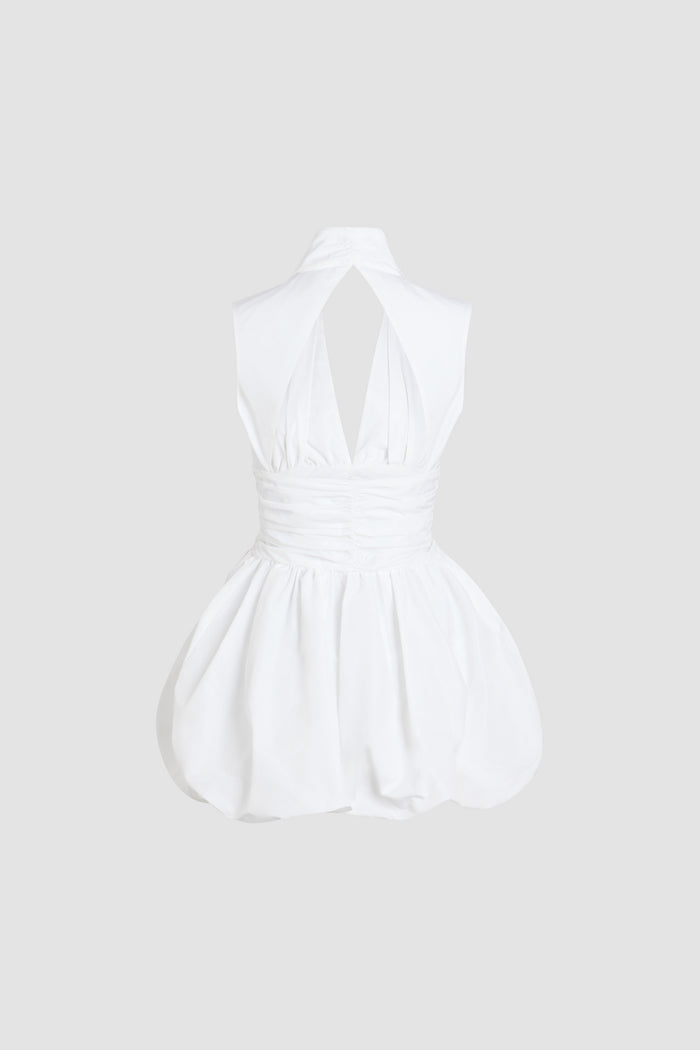 Jean Patou Robe Boule Courte Dos Nu En Faille Recyclée White