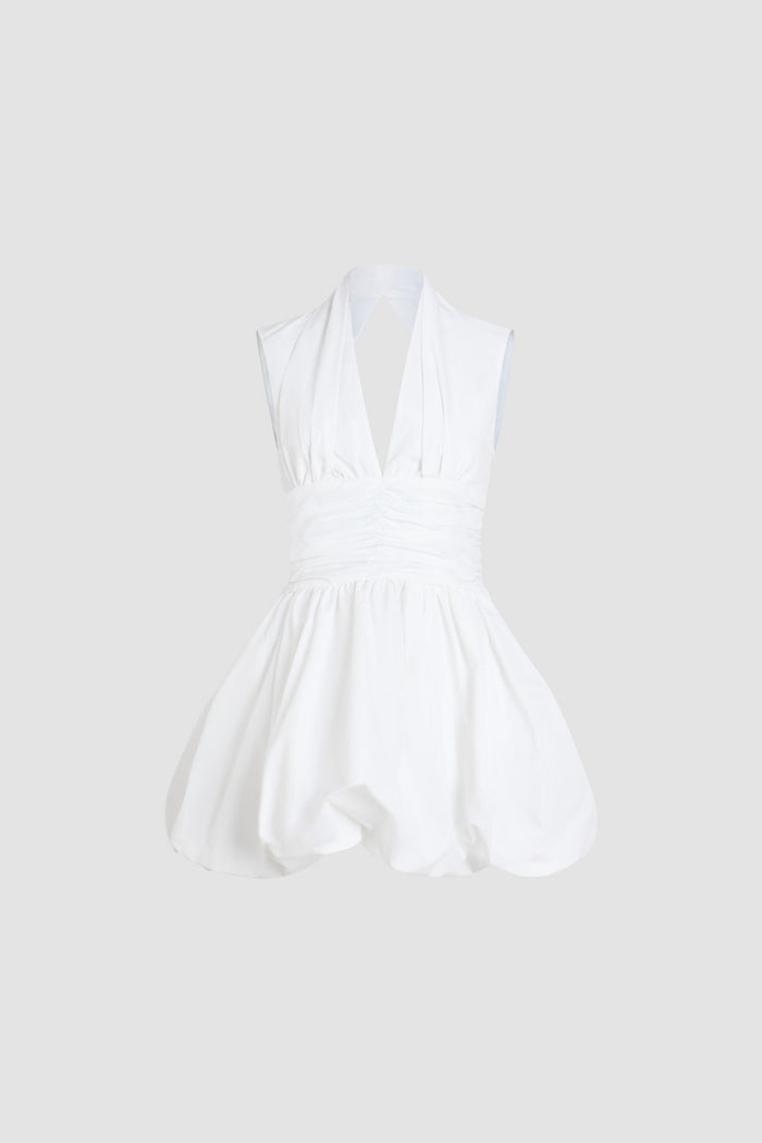 jean patou Robe boule courte dos nu en faille recyclée White