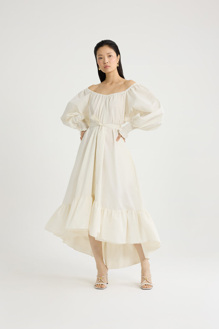 Jean Patou Robe Cocktail Longue En Faille Recyclée Ivory