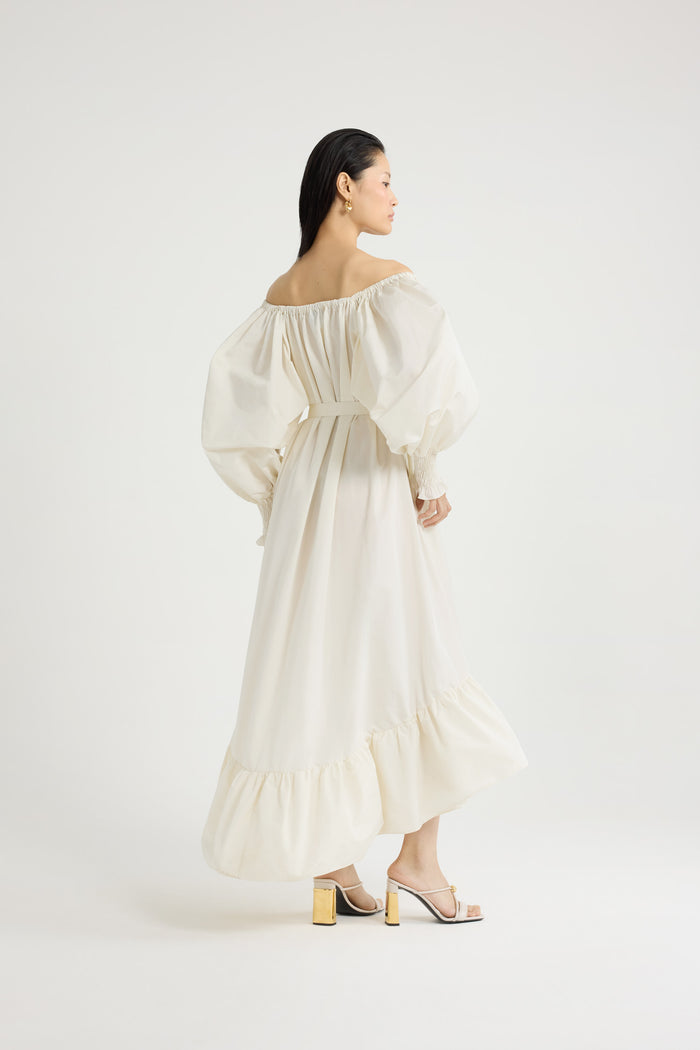 Jean Patou Robe Cocktail Longue En Faille Recyclée Ivory