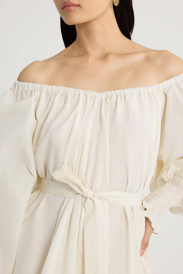 Jean Patou Robe Cocktail Longue En Faille Recyclée Ivory