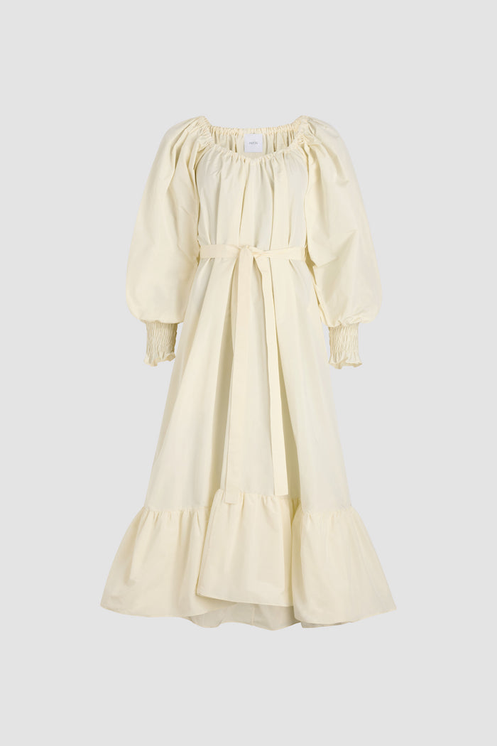 jean patou Robe cocktail longue en faille recyclée Ivory