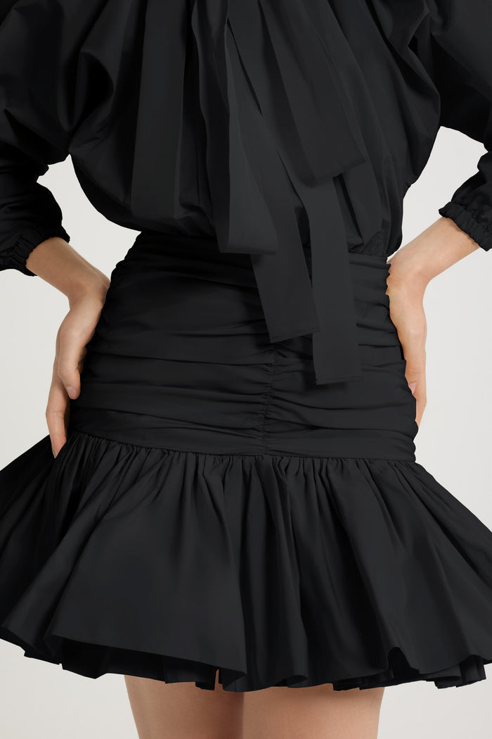Jean Patou Robe Courte à Manches Bouffantes En Faille Recyclée Black