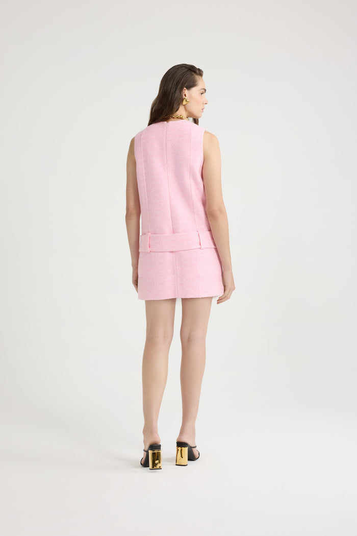Jean Patou Robe Courte Ceinturée En Tweed De Coton Bio Léger Primrose Pink