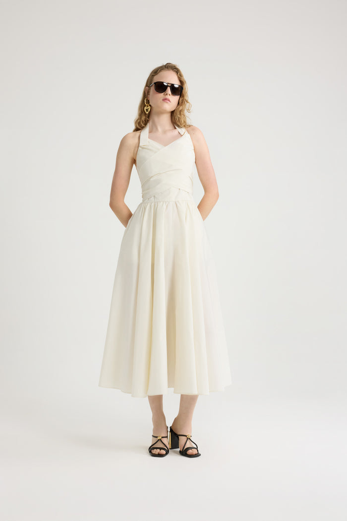 Jean Patou Robe Longue Dos Nu En Faille Recyclée Ivory