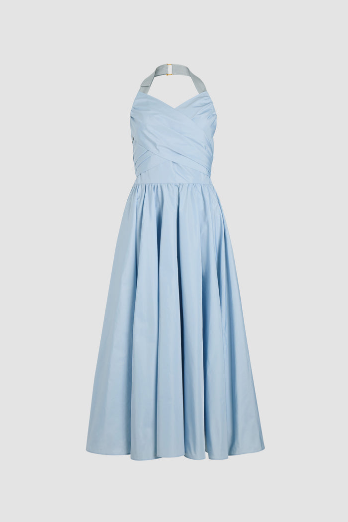 jean patou Robe longue dos nu en faille recyclée Pearl Blue