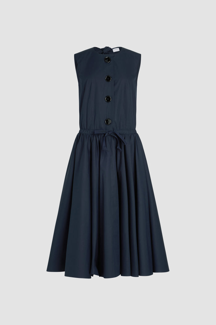 jean patou Robe midi boutonnée en popeline de coton bio Navy Black